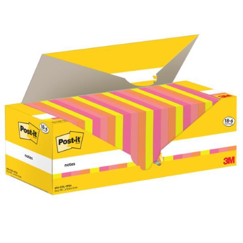 Cf. 24pz blocco 90fg. Post-itÂ® Notes 76x76mm 654-COL-VP24 colori ass.